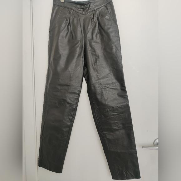 Black Leather Pants Women Size 26" - Picture 1 of 2